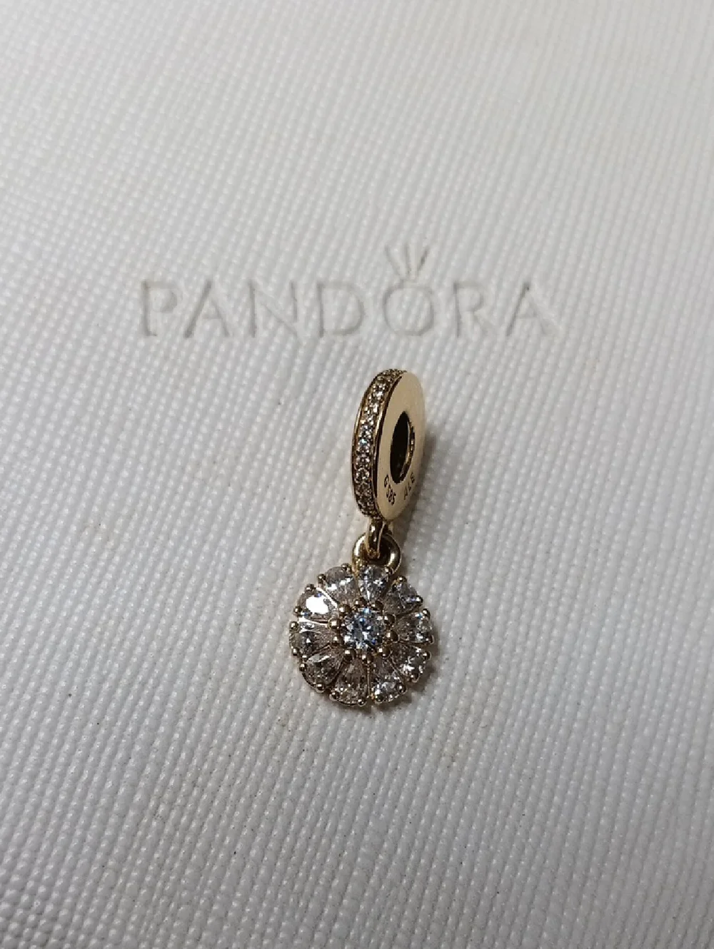 Pandora 14k Solid Gold And CZ Embellished Floral Charm/Pendant